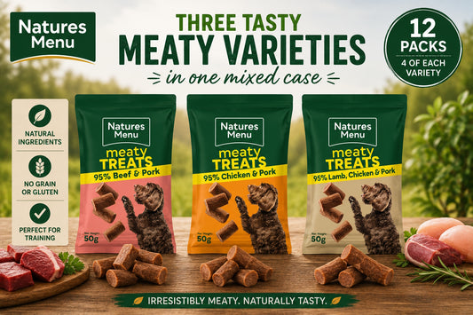Natures Menu Original Mixed Variety Real Meaty Treats For Dogs & Puppies 50g, Case Of 12
