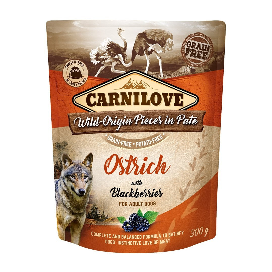 Carnilove Ostrich With Blackberries Adult Wet Dog Food Pouch 300g